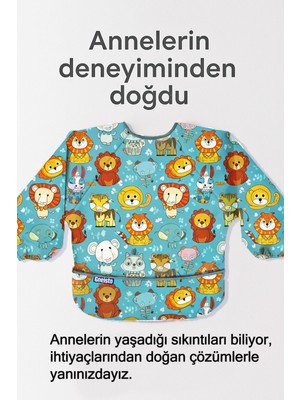 Gneisto Baby Mama Önlüğü, Uzun Kollu Mama Önlüğü - Mavi | Blw Uyumlu, Su Geçirmez, Ipsiz Güvenli Tasarım