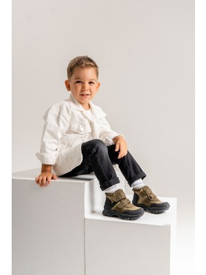 Mnpc Erkek Çocuk Haki Hakiki Deri Anatomik Günlük Bot