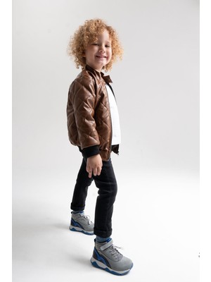 Mnpc Erkek Çocuk Gri Hakiki Deri Suya Dayanıklı Günlük Bot