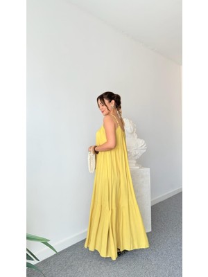 Askılı Maxi Slip Uzun Elbise