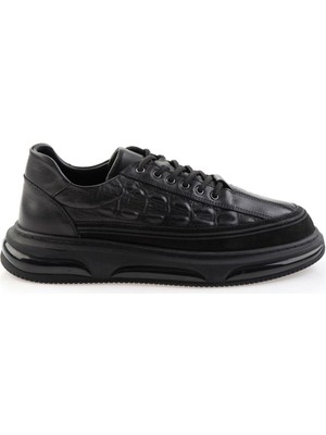 Siyah Hakiki Deri Erkek Sneaker E01080219003