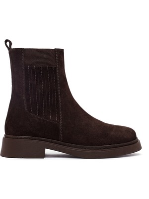 Derimod Kadın Chelsea Bot Hakiki Deri Düz Topuklu Kahverengi Süet 25WFD511210 Modeli