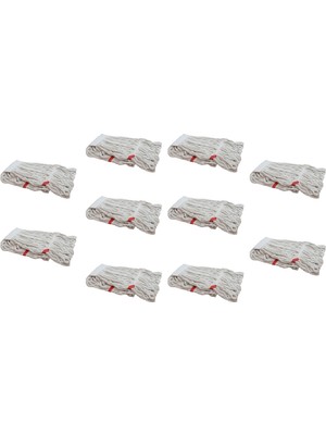 Ekol Çift Kovalı Temizlik Arabası Seti Yedek Dar Islak Mop Püskül Paspas 17 Cm  -  500  gr  - Beyaz - 10 Adet
