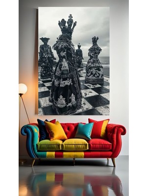 Distopik Satranç Taşları V1 Ev Duvar Salon Güzellik Salonu Ofis Dükkan Dekarasyon Kanvas Tablo