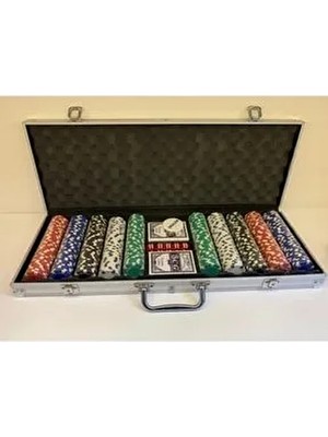 Özel Çantalı Poker Oyunu Seti Kağıdı Iskambil Deste 500 Chip