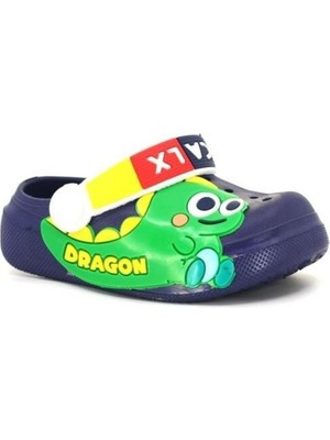Calx Erkek Çocuk Havuz-Plaj-Kreş İçin Kaydırmaz Tabanlı Lacivert Hayvan Figürlü Cross Terlik Sandalet