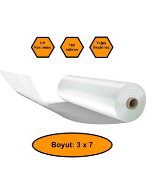 160 Micron Naylon Örtü, Şeffaf Su Geçirmez Naylon, 3x7 Metre