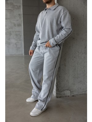 Erkek Oversize Alt-Üst Şeritli Baggy Eşofman Takımı