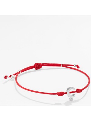 Gümüş Harfli Kırmızı Ipli Ikon Bileklik