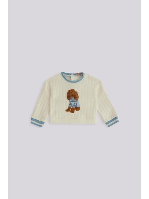 GB Baby Bg Store Kız Bebek Beyaz Sweatshirt Kısa Kol Düz Desen ile Şık Tasarım
