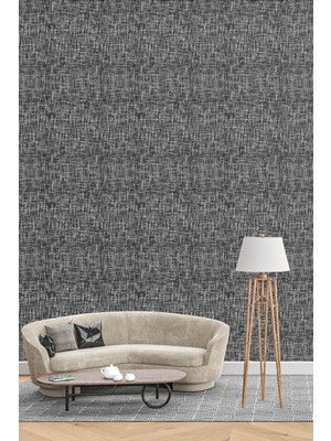 Modern Gri- Siyah Dokulu Desenli Duvar Kağıdı