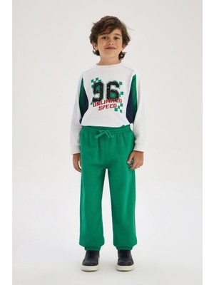 Nebbati Bg Store Erkek Çocuk Yeşil Eşofman Altı %80 Pamuk %20 Polyester Standart Cep ile Rahat Kullanım