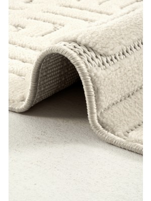 Piyan  9209 Krem Yumuşak Dokulu Salon Antre Mutfak Yatak Odası Halısı Yolluk