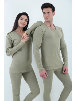 Isıl  Termal  | Askeri Yeşil Termal Kışlık Pamuklu  ( Alt Üst Takım  ) Fanila Tayt
