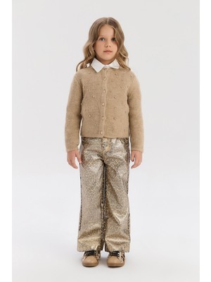 Tyess Bg Store Kız Çocuk Bej Hırka %60 Poliakrilik Kumaş ile Şık ve Rahat Tasarım