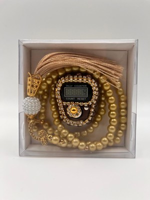 10 Adet Hediyelik (Mevlid Çeyizlik Hac Umre) Kutulu Tesbih ve Taşlı Zikirmatik Seti