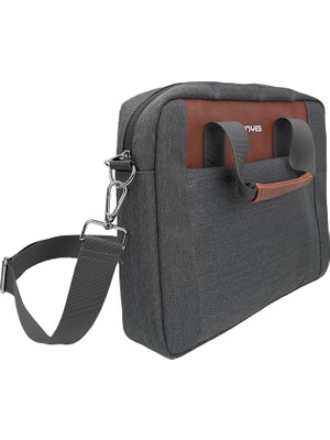 Lenyes LB544 15-16 Inç Su Geçirmez Laptop Çantası Rambler Serisi Polyester Kumaş Gri