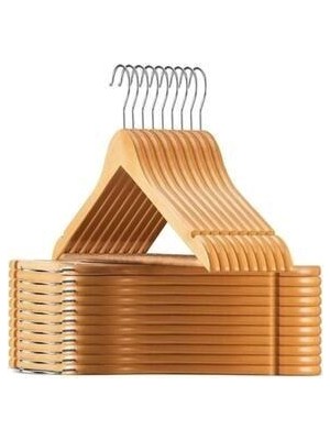 Ahşap Askı Kıyafet ve Elbise Askısı 12 Adet Cilalı