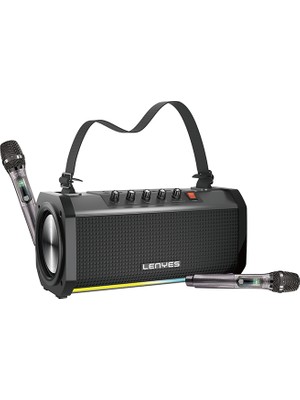 Lenyes S863 Rgb LED Işıklı Mikrofonlu Tws Bluetooth Speaker Hoparlör V5.3 Siyah