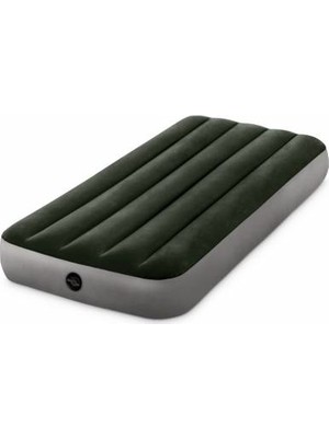Intex Dura - Beam 64106 Tek Kişilik Şişme Yatak Yeşil - Gri Kadife Yüzey 76 x 191 x 25 cm