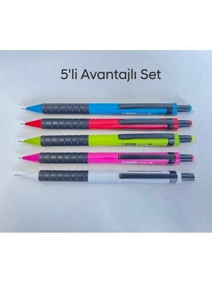 Mikro MP404 Karışık Renk 0.5 Uçlu Silgili Versatil Kurşun Kalem 5 Li Set