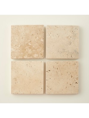 Ephesus 4'lü Traverten Bardak Altlığı (10X10 Cm)
