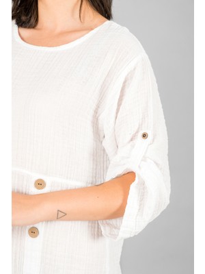 Müslin Kadın Düğme Deteylı Elbise