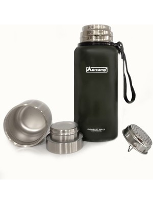 Orcamp 304 Paslanmaz Çelik Bardaklı ve Süzgeçli Matara Termos