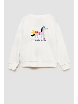 Unisex Çocuk Baskılı 3 Iplik Kumaş Pamuklu Sweatshirt