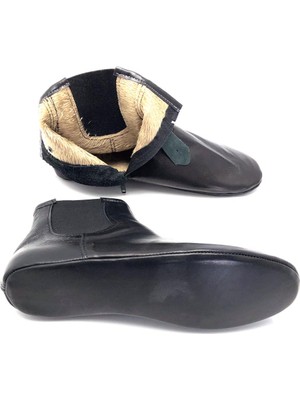 Hakiki Deri Kürklü Sıcak Astar Fermuar ve Lastikli Yumuşak Mest