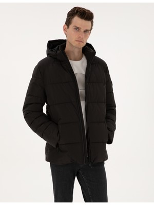 Pierre Cardin Erkek Siyah Kapüşonlu Mont 50313923-VR046
