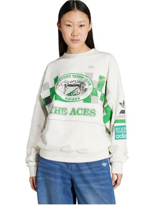Adidas Kadın  Beyaz  Sweatshirt Court Crew JW0149