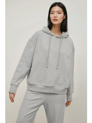 Hiccup Kadın Oversize Kapüşonlu Sweatshirt  Gri