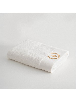 Ecocotton Aslışah Banyo Havlusu  Organik Pamuk Nakışlı Krem 80X150 cm