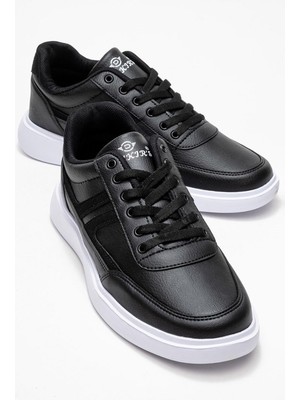 Bağcıklı Erkek Spor Ayakkabı Siyah Beyaz