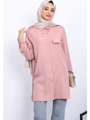 Pudra Omuzları Incili Tunik
