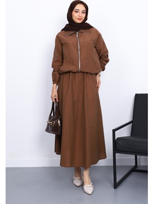 Kahverengi Cepli Bel Lastikli Etekli Takım