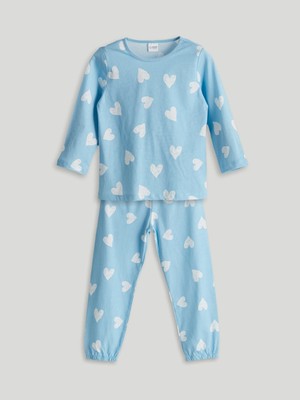 Lcw Kids Mavi Kalp Baskılı Kız Çocuk Pijama Takım