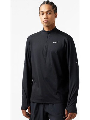 Nike Dri Fit  Element 1/2-Zip Running Top Men's Sweatshirt Erkek Reflektörlü Koşu Sweastshirt Siyah