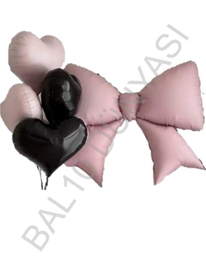 Pembe Renk Fiyonk ve Kalp Folyo Balon Seti
