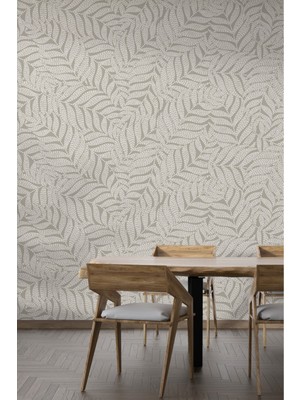 Minimalist Bej Yaprak Desenli Duvar Kağıdı