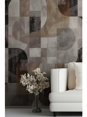 Vintage Kahverengi Soyut Desenli Duvar Kağıdı