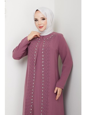 Papatya Taşlı Büyük Beden Anne Elbisesi