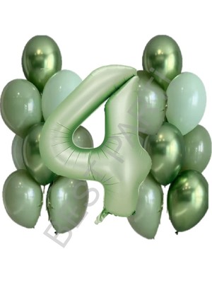 Best Parti Su Yeşili Rakam ve Balon Seti Yaş 4