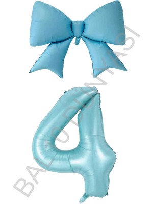 Mavi Renk Fiyonk Rakam Folyo Balon Seti Yaş 4