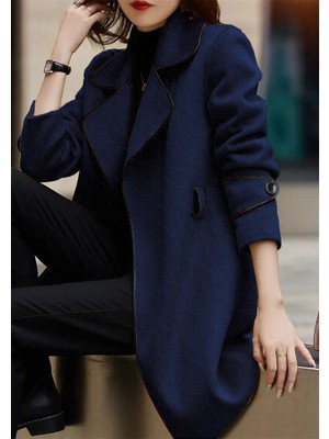 Özel Tasarım Kaşe Kadın Şık Yaka Kaban ve Kemer