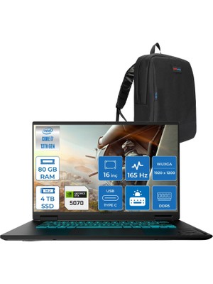 Gigabyte Gıgabyte Gamıng A16CWH Intel® Core™ I7-13620H Ddr5 80GB 4tb SSD 16INÇ 8GB/RTX5070 IPS Wuxga (1920X1200) 165Hz, 300NITS Freedos Gaming Laptop WA16CWHF39+ZETTAÇANTA