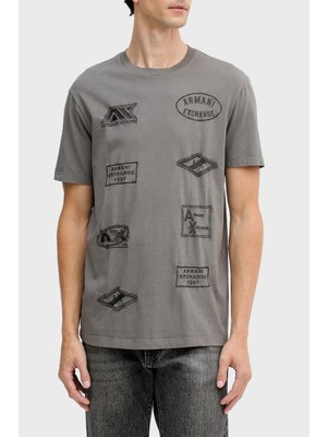 Armani Exchange Işlemeli Pamuklu Regular Fit Bisiklet Yaka T Shirt Erkek T Shirt XM001899 AF16283 U8092