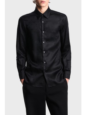 Emporio Armani Jakarlı Regular Fit Saten Görünümlü Klasik Yaka Gömlek Erkek Gömlek EM001537 AF15074 FC218