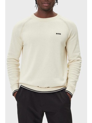 Boss Pamuk Karışımlı Regular Fit Bisiklet Yaka Logolu Kazak Erkek Kazak 50541938 131